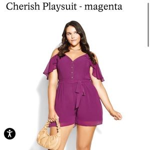 City chic cherish playsuit magenta size 18